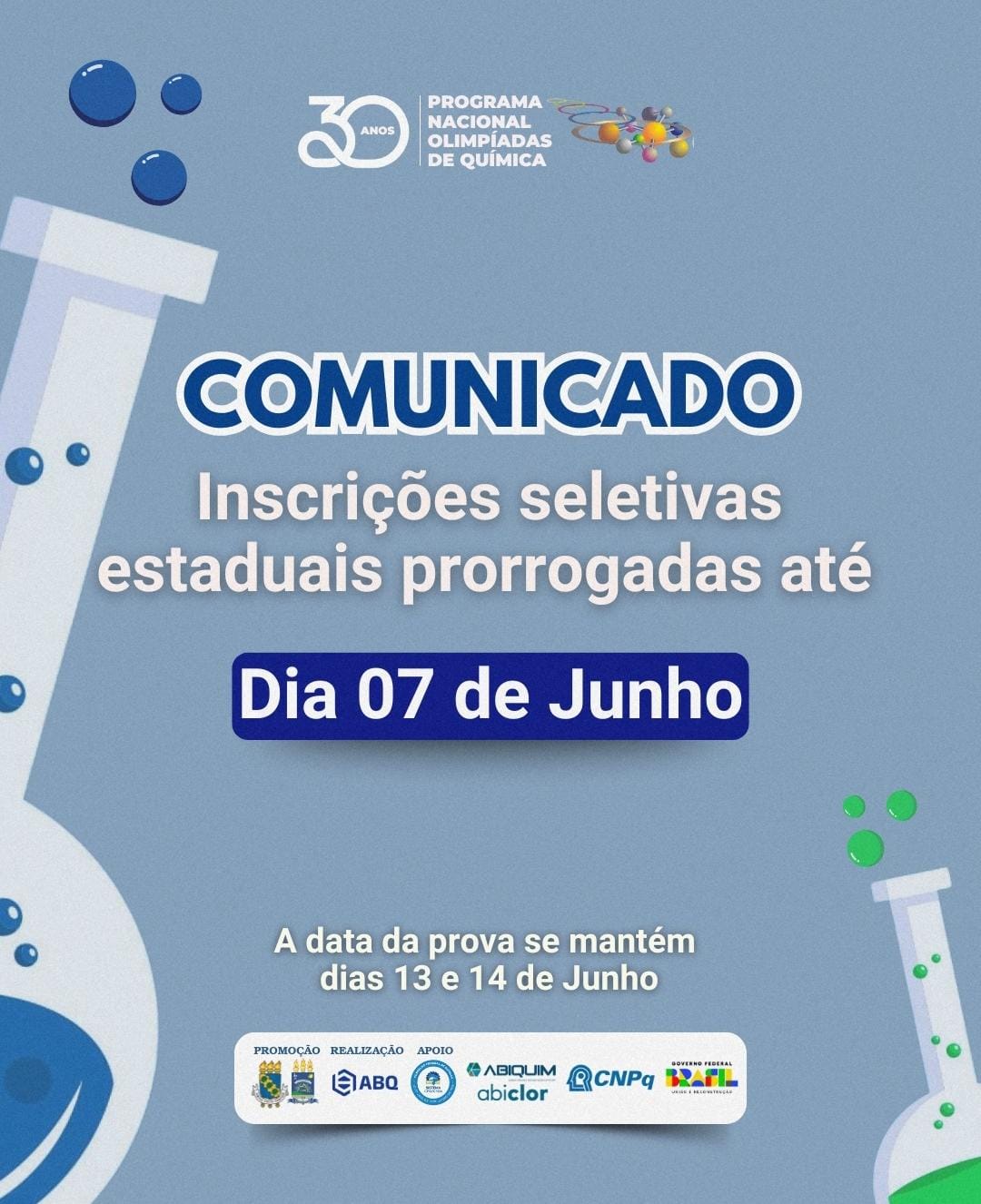 COMUNICADO: inscrições para a Seletiva Estadual prorrogadas